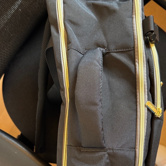 Women's Black Travel 4 Piece Backpack Set with Gold Accents - Picture 6 of 16